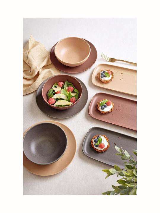 Ready Plate Shallow made of Porcelain Beige with Diameter 26cm 12pcs