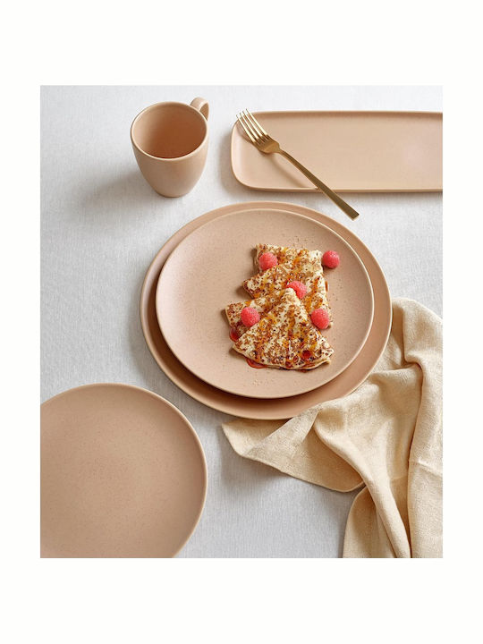 Ready Plate Shallow made of Porcelain Beige with Diameter 26cm 12pcs
