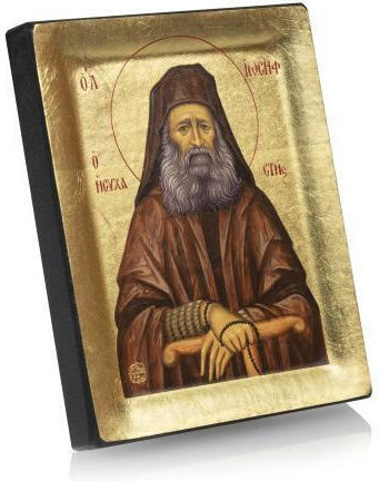 Saint Joseph Painted Canvas Icon Gold Background 13 X 10 Cm