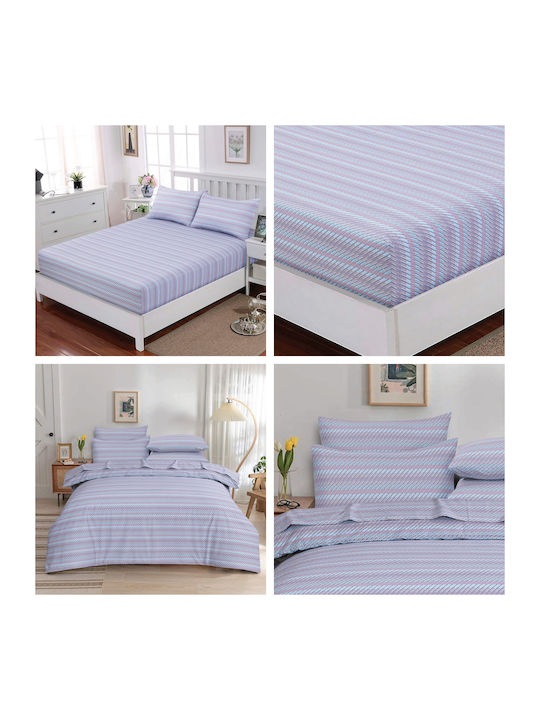 Casa Colori Calm Wave Σετ Σεντόνια Μονά 160x260εκ. Ριγέ (3τμχ)