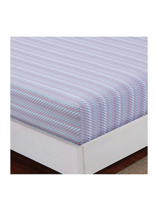 Casa Colori Sheet Double with Elastic 140x200+30cm. Calm Wave Stripes