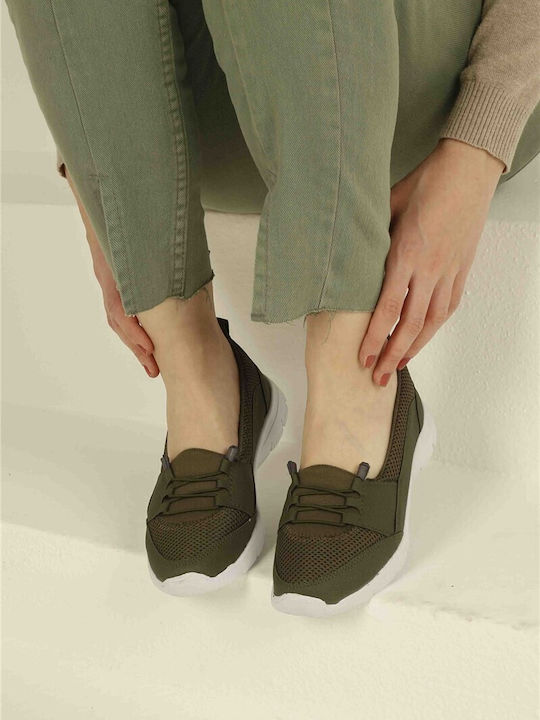 Damen Mokassins in Khaki Farbe