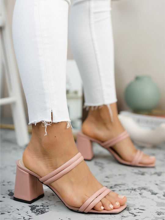 Mules mit Absatz in Rosa Farbe