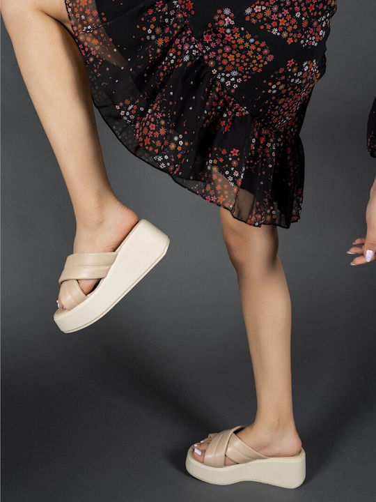 Platforme Dama Tip Slip On Bej