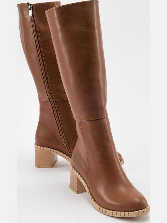 Synthetic Leather Women's Boots Brown