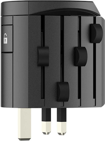 Skross Adaptor Universal De Călătorie 4 Usb Alpha Negru