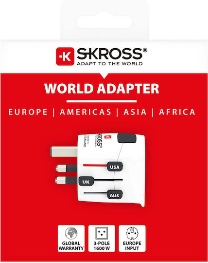Skross Reiseadapter Pro Light 7a Universal Steckdosen Weiß