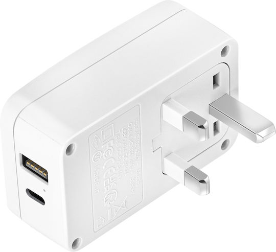 Akashi Travel Adapter United Kingdom Usb Usb C 15w White