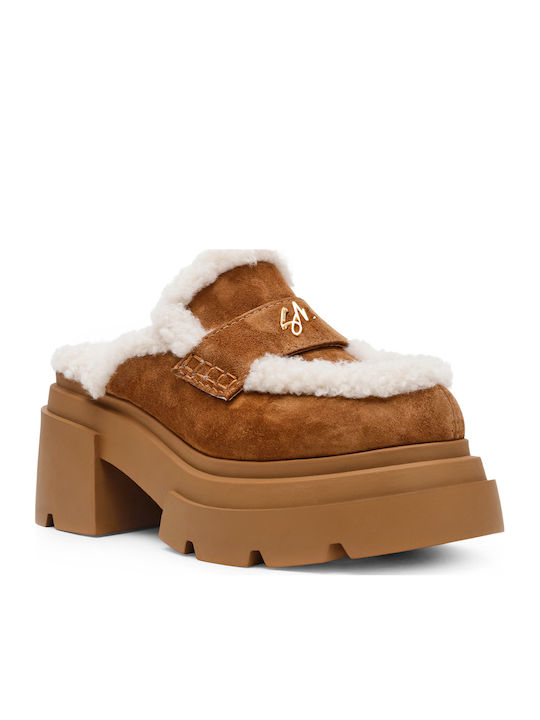 Turnpike Suede Mules με Τακούνι σε Ταμπά Χρώμα