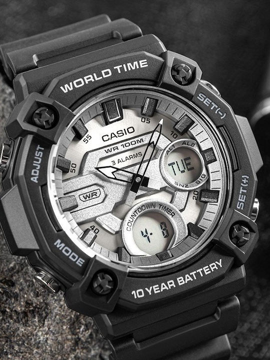Casio Analog/Digital Men's Watch 52mm Battery With Black Rubber Strap
