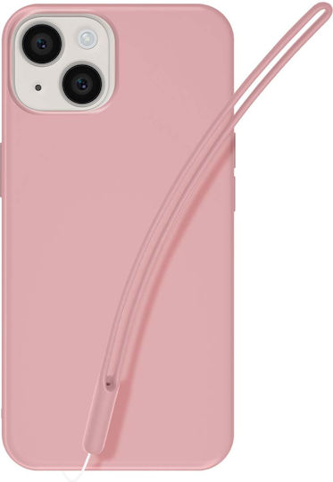 Jaym Силиконов Калъф За Мобилни Телефони Iphone 14 Plus С Каишка За Ръка Розов