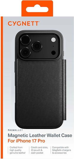 Cygnett Iphone 17 Pro Leather Magsafe Magwallet Shockproof Wallet Case Black