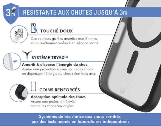 Force Case Handyhülle iPhone 16 Pro Verstärkt Magsafe Air Frost Tryax 3m System Schwarz