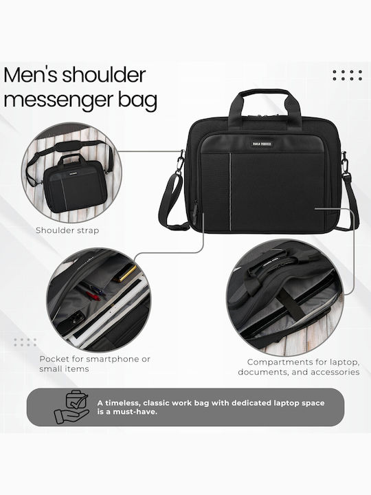 Laptop Bag Black Unisex Lightweight Material Shoulder Paolo Peruzzi As-02-bl