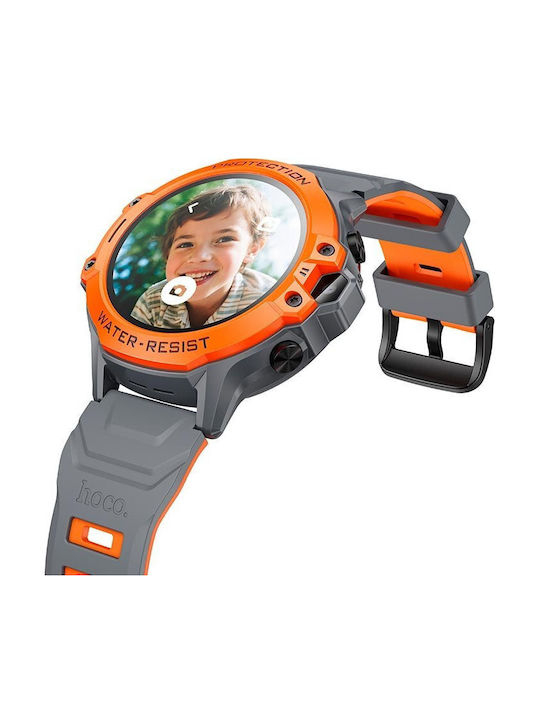 Hoco Kinder-Digitaluhr mit GPS und Kautschuk/Plastikarmband Orange