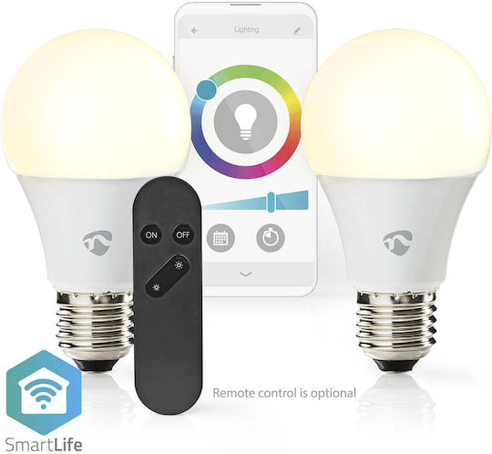 Nedis Комплект 2 Свързани Крушки Wi-fi Led RGB 9W 806lm E27 От Пластмаса Бял