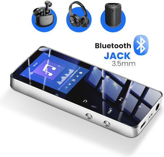 Avizar Talking Mp3 Player 16 Gb Music Videos Bluetooth 20 Hours Battery Life Silver