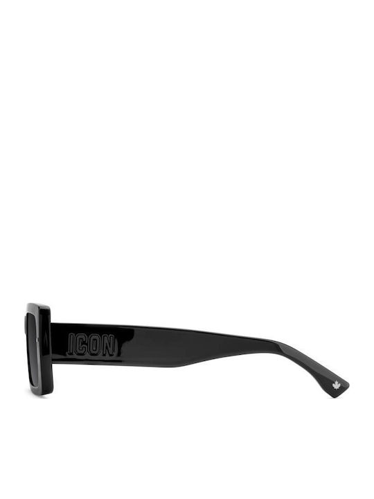 Dsquared2 Unisex Sunglasses with Black Horn-Rimmed Frame and Black Lens