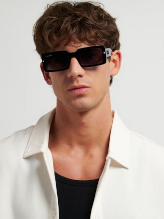 Dsquared2 Unisex Sunglasses with Black Horn-Rimmed Frame and Black Lens