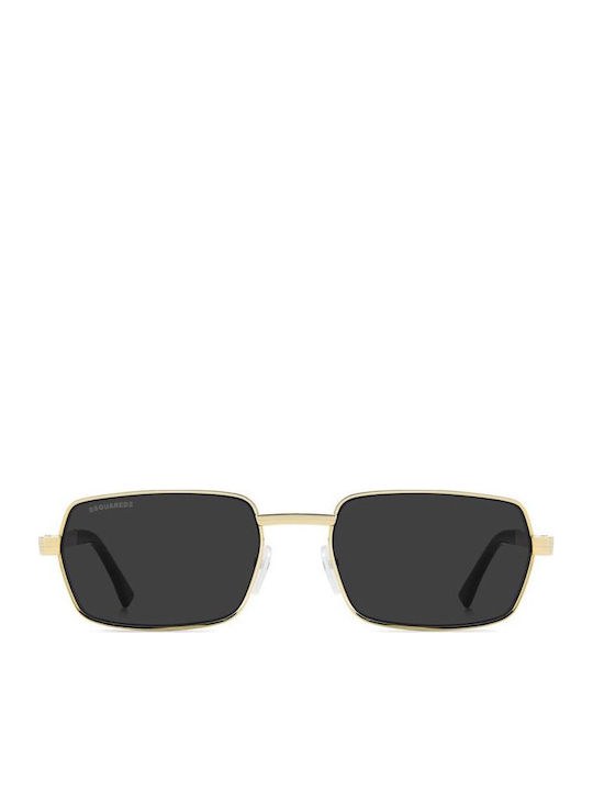 Dsquared2 Unisex Γυαλιά Ηλίου με Χρυσό Μεταλλικό Σκελετό και Μαύρο Φακό D2 0192/S J5G
