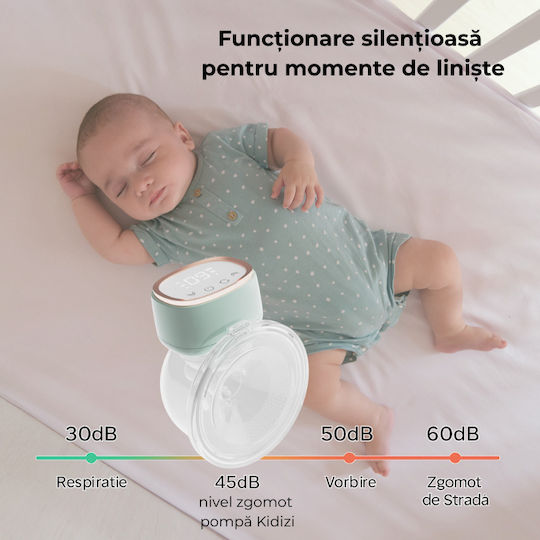 Kidizi Pompa de sân simplă electrică Funcționează cu baterie Fără BPA Verde
