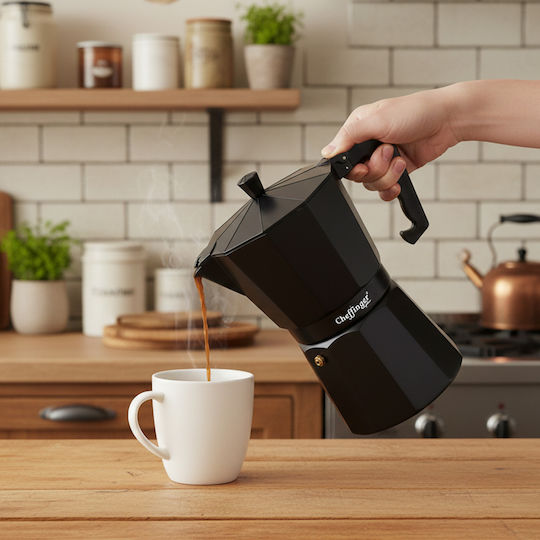 Cheffinger Μπρίκι Espresso 12cups Μαύρο