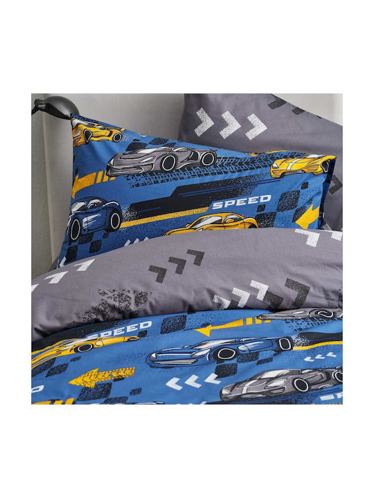 Vesta Home Set Kinderbettbezug Einzel mit Kissenbezug Baumwolle Blau 170x240cm