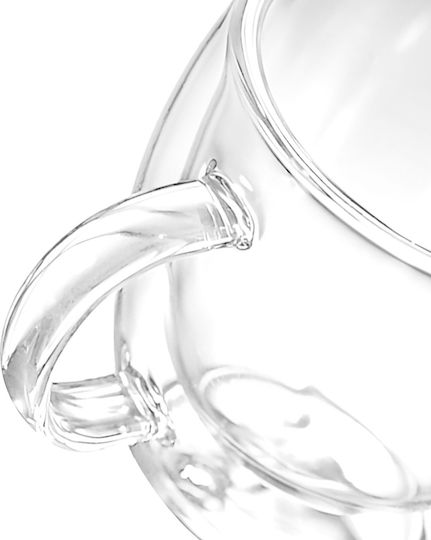 Cheffinger Set 2 Glasses Handle Double Wall 250ml In Borosilicate Glass Sienna