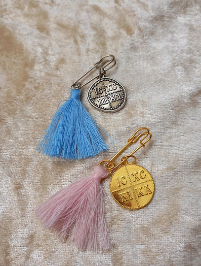 By Anastasia's Art Creations Christening Charm with Safety Pin Metal Pink 50 Pieces