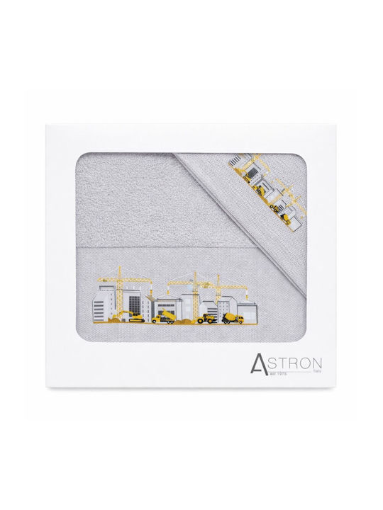 Astron Italy Set Babyhandtücher 2 Stück Constructions Grau 70x140cm Gewicht 500gr/m²