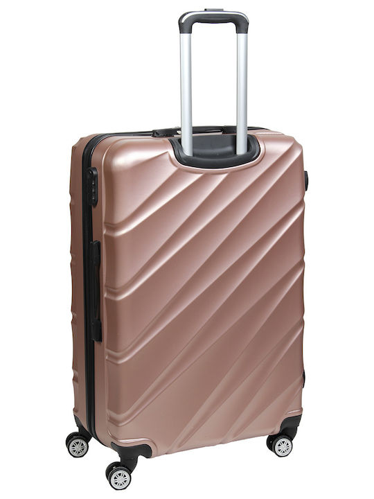 Keskor Large Pink Gold Suitcase With 4 Wheels Height 77cm