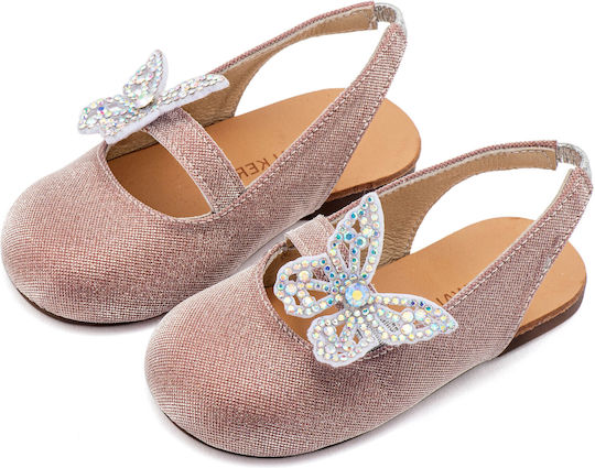 Babywalker Christening Leather Pumps Pink Antique