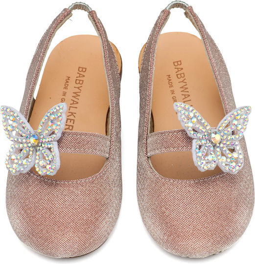 Babywalker Christening Leather Pumps Pink Antique