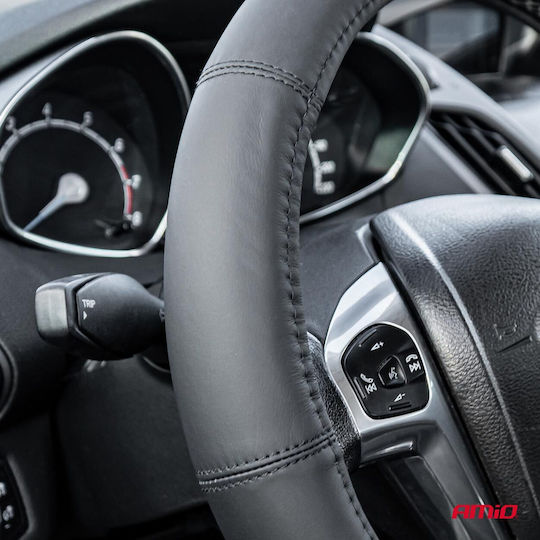 Alista Home Husă Volan Auto Din Piele Negru cu Cusătură Neagră
