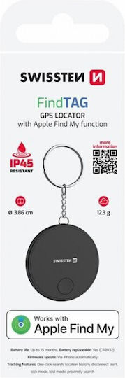 Swissten Find Tag Compatible with Apple Find My Black