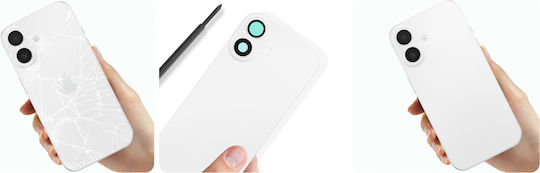 Avizar Ersatzabdeckung Für iPhone 16 Mit Integrierter Klebefläche Weiß