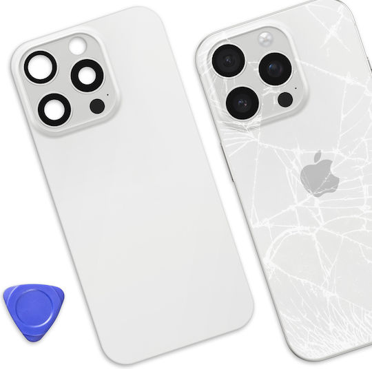 Clappio Replacement Back Cover Iphone 16 Pro Integrated Adhesive White
