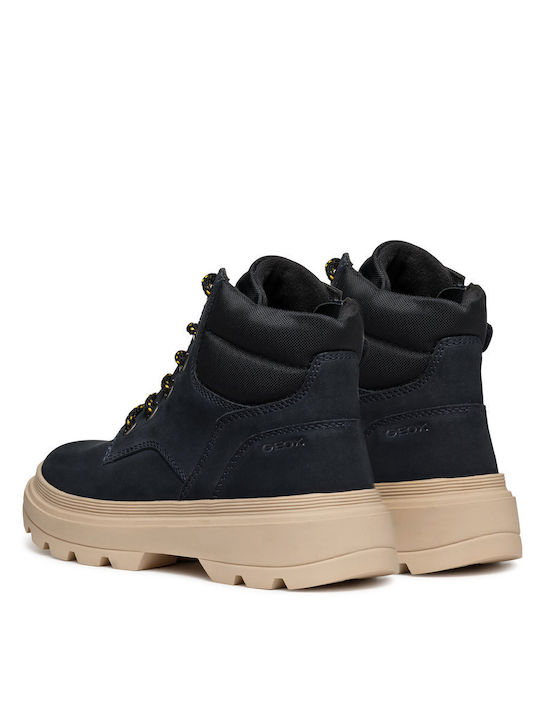 Kiddartah Leather Kids Boots with Zipper Blue