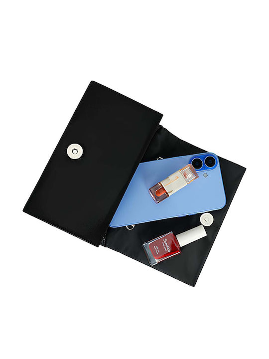 Avizar Women's Evening Handbag Rhinestone Effect Coating Metal Handle Black