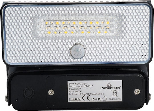 Powertech Solar Light 8W 1000lm Natural White 4000K With Motion Sensor And Photocell IP54 13.6x10.45cm