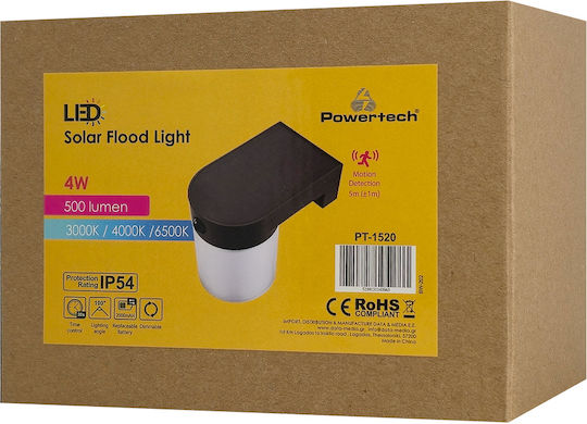 Powertech Solar Light 4W 500lm Warm White 3000K with Motion Sensor and Photocell IP54 17.15x10.13x12.85cm