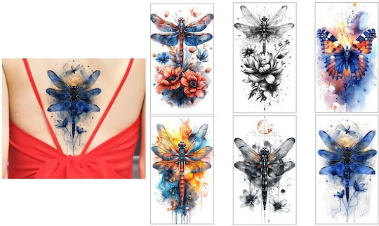 Set 6 Sheets Temporary Tattoos Dragonflies Butterflies