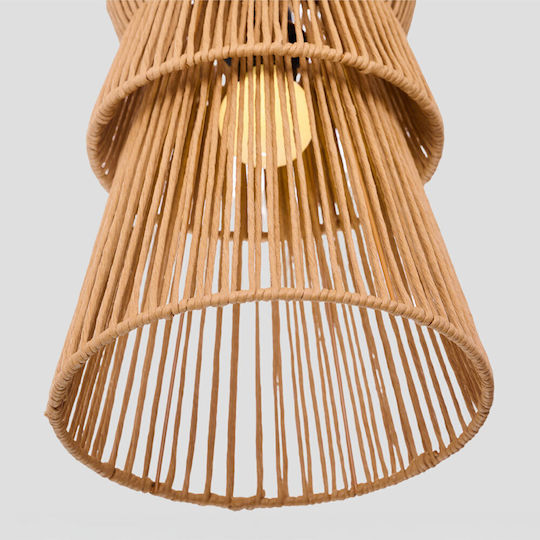 InTheBox Cleo Κρεμαστό Φωτιστικό Καφέ με Σχοινί 26.5x38.5εκ.