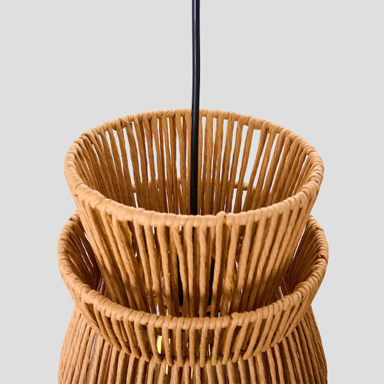 InTheBox Cleo Κρεμαστό Φωτιστικό Καφέ με Σχοινί 26.5x38.5εκ.