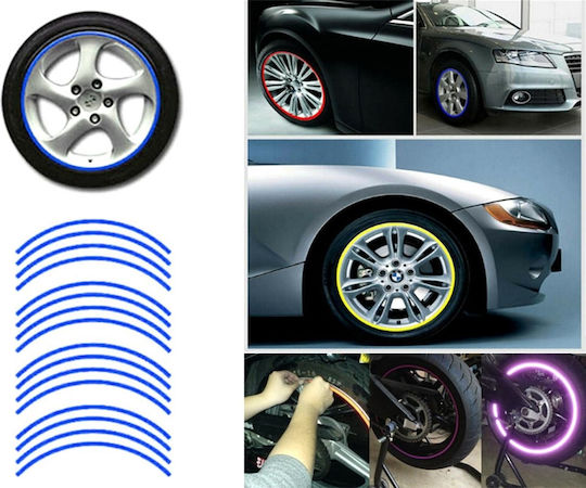 Set 16 Reflective Ornaments Car Motorcycle Rims Blue Color