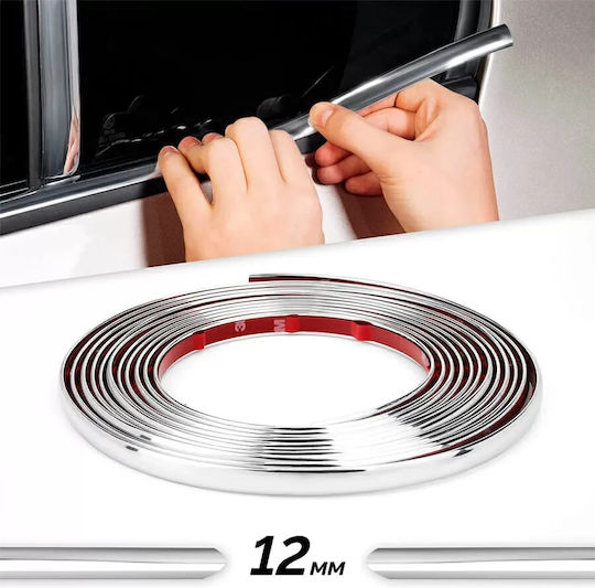 Bandă decorativă autoadezivă 12mm X 15m culoare argintie