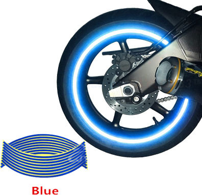 Set 16 Reflective Ornaments Car Motorcycle Rims Blue Color