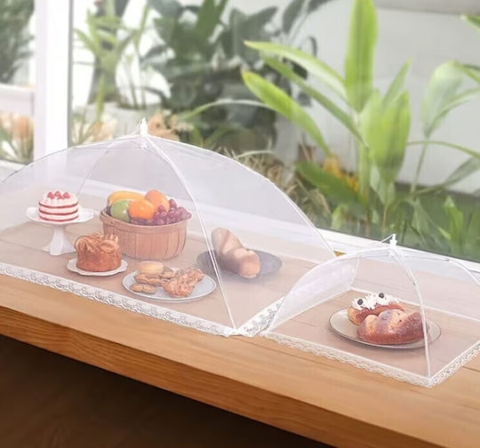 Foldable White Mesh Food Cover Pop-up 60 × 40 Cm