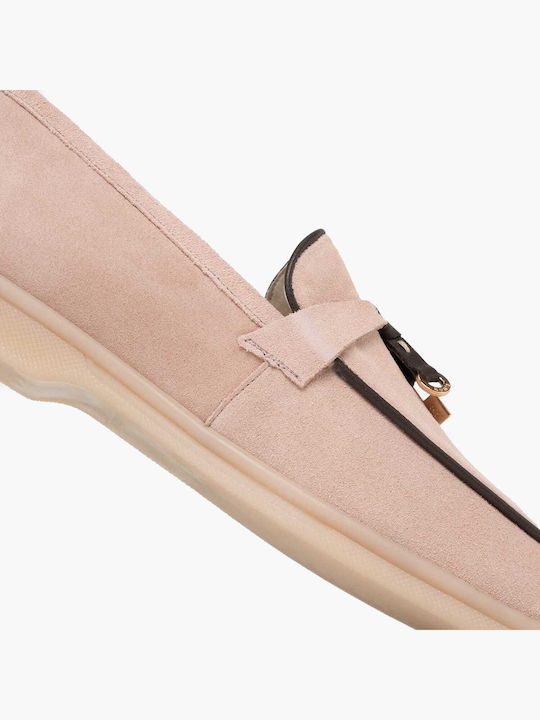 Δερμάτινα Γυναικεία Loafers σε Ροζ Χρώμα
