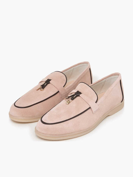 Δερμάτινα Γυναικεία Loafers σε Ροζ Χρώμα